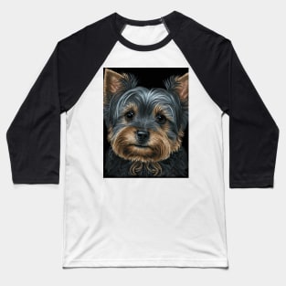 Super Cute Yorkshire Terrier Puppy Portrait Baseball T-Shirt